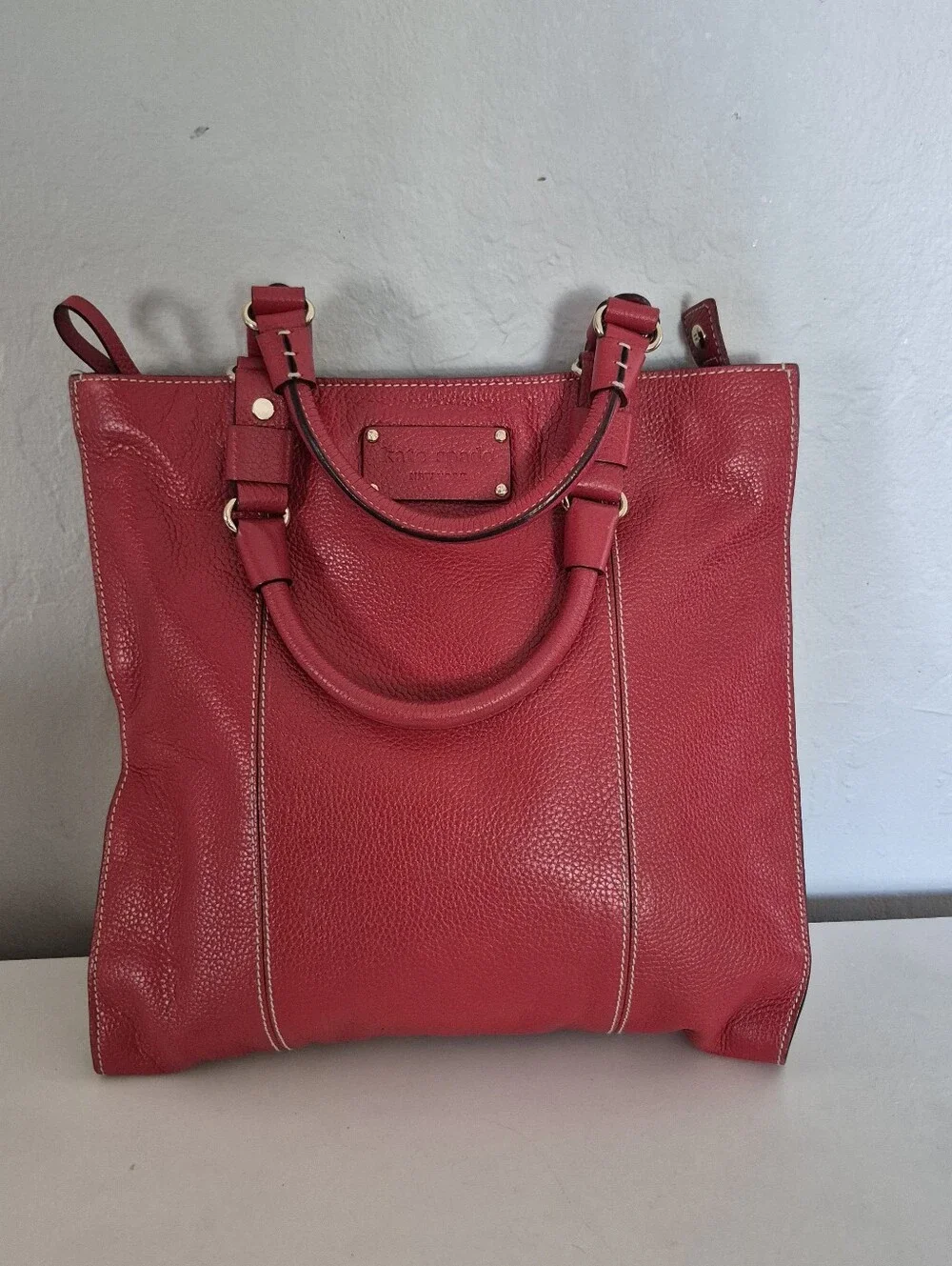 NWOT VINTAGE KATE SPADE LARGE  Women’s Red Leather Tote Bag